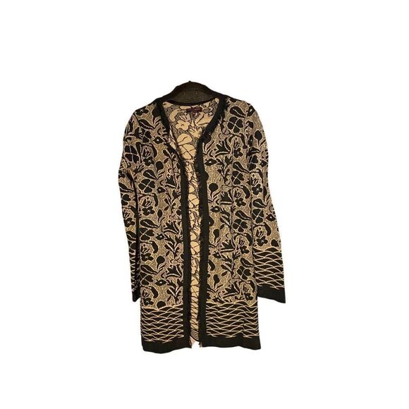 Gottardi collection, women’s black and tan open front cardigan, size medium - Picture 1 of 4
